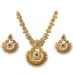 24K Gold Plated Handcrafted Ruby & Emerald CZ Studded Choker Jewellery Set