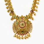 24K Gold Plated Handcrafted Ruby & Emerald CZ Studded Choker Jewellery Set – Duplicate – [#38] (Copy)