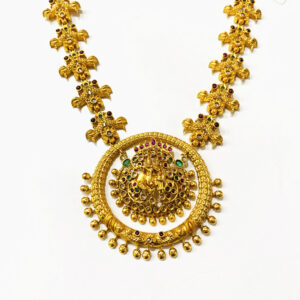 24K Gold Plated Handcrafted Ruby & Emerald CZ Studded Choker Jewellery Set - Duplicate - [#38]