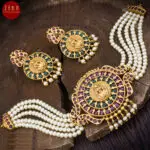 24K Gold Plated Handcrafted Ruby & Emerald CZ Studded Choker Jewellery Set – Duplicate – [#38]